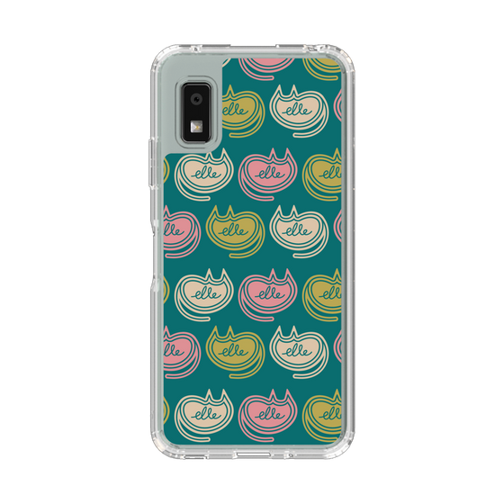 スリムプロテクションケース［ ELLE - Cat Pattern - グリーン ］