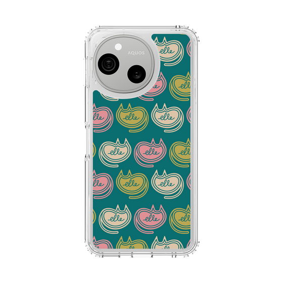 スリムプロテクションケース［ ELLE - Cat Pattern - グリーン ］