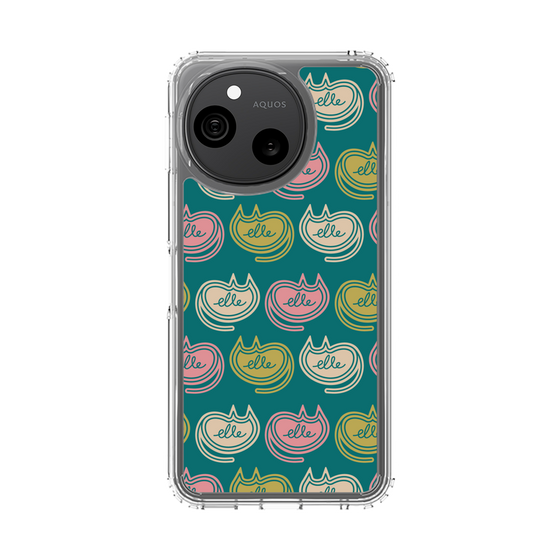 スリムプロテクションケース［ ELLE - Cat Pattern - グリーン ］