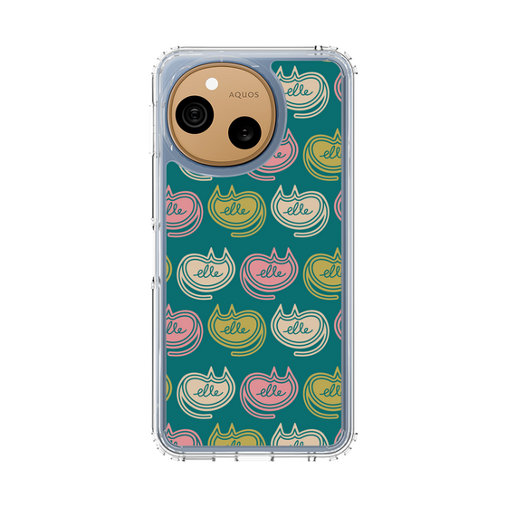 スリムプロテクションケース［ ELLE - Cat Pattern - グリーン ］