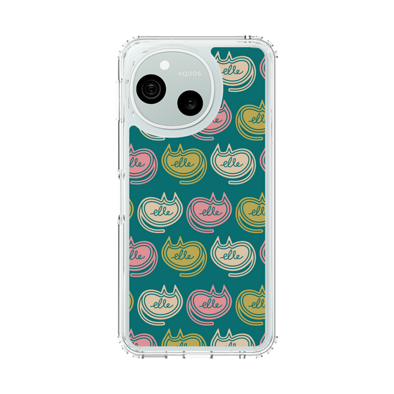 スリムプロテクションケース［ ELLE - Cat Pattern - グリーン ］