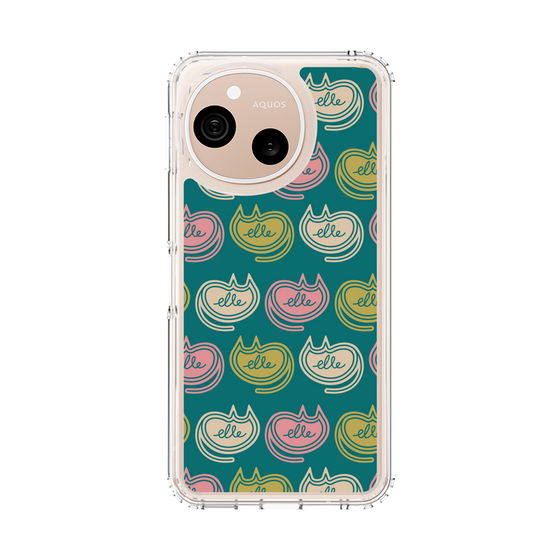 スリムプロテクションケース［ ELLE - Cat Pattern - グリーン ］
