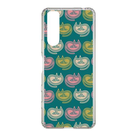 スリムプロテクションケース［ ELLE - Cat Pattern - グリーン ］