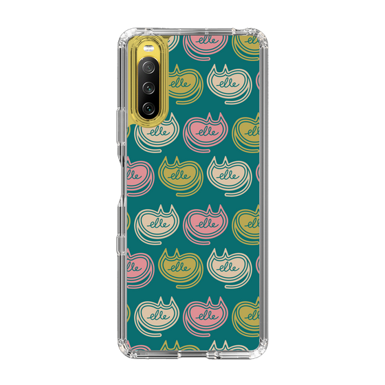 スリムプロテクションケース［ ELLE - Cat Pattern - グリーン ］