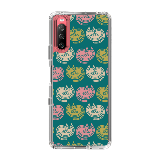 スリムプロテクションケース［ ELLE - Cat Pattern - グリーン ］