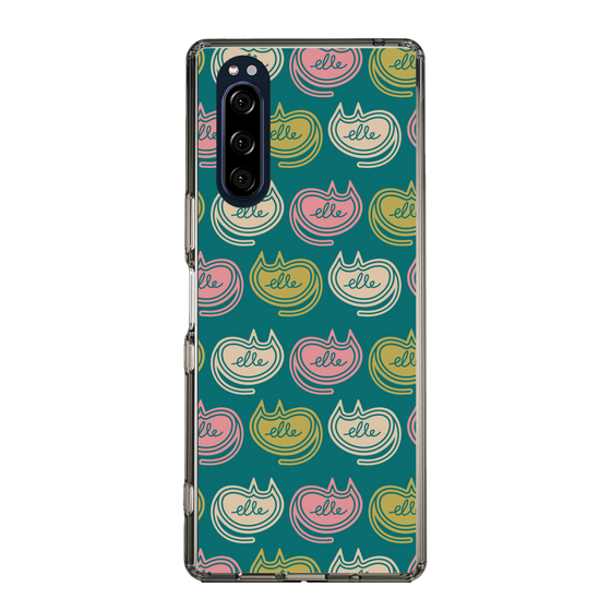 スリムプロテクションケース［ ELLE - Cat Pattern - グリーン ］