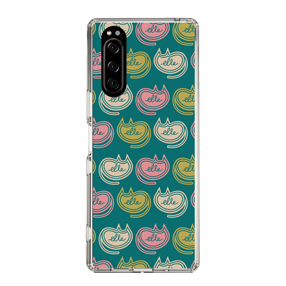 スリムプロテクションケース［ ELLE - Cat Pattern - グリーン ］