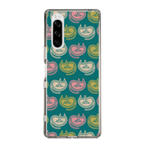 スリムプロテクションケース［ ELLE - Cat Pattern - グリーン ］