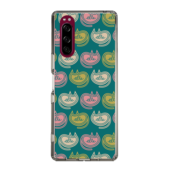 スリムプロテクションケース［ ELLE - Cat Pattern - グリーン ］