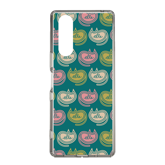 スリムプロテクションケース［ ELLE - Cat Pattern - グリーン ］