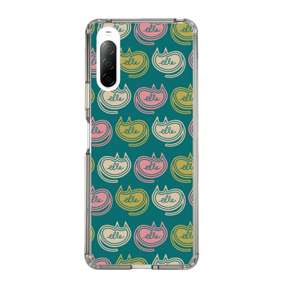 スリムプロテクションケース［ ELLE - Cat Pattern - グリーン ］