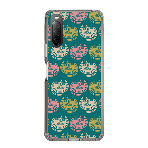 スリムプロテクションケース［ ELLE - Cat Pattern - グリーン ］