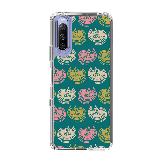 スリムプロテクションケース［ ELLE - Cat Pattern - グリーン ］