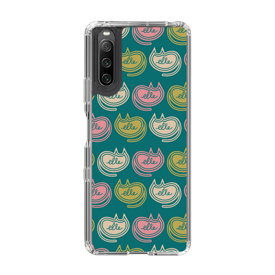 スリムプロテクションケース［ ELLE - Cat Pattern - グリーン ］