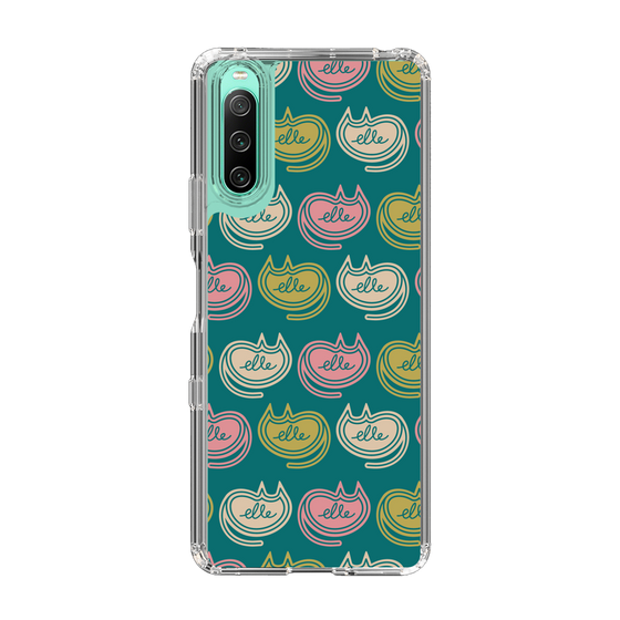 スリムプロテクションケース［ ELLE - Cat Pattern - グリーン ］