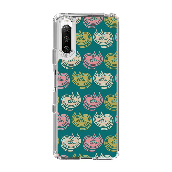 スリムプロテクションケース［ ELLE - Cat Pattern - グリーン ］