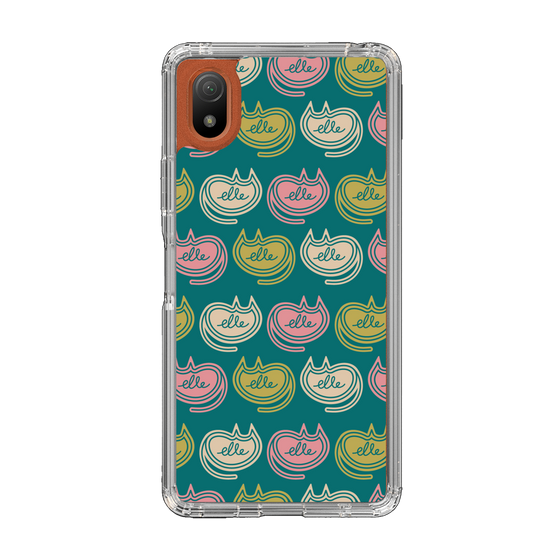 スリムプロテクションケース［ ELLE - Cat Pattern - グリーン ］