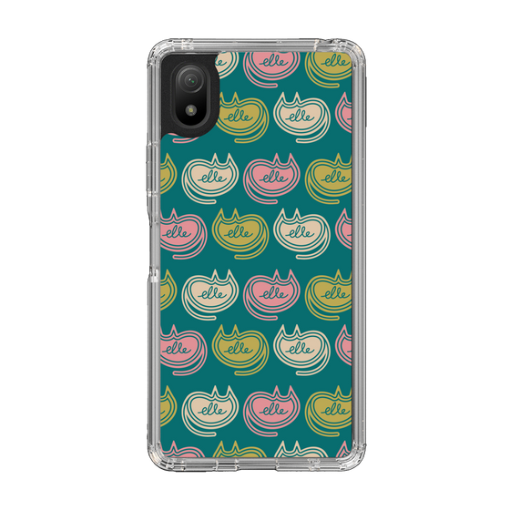スリムプロテクションケース［ ELLE - Cat Pattern - グリーン ］