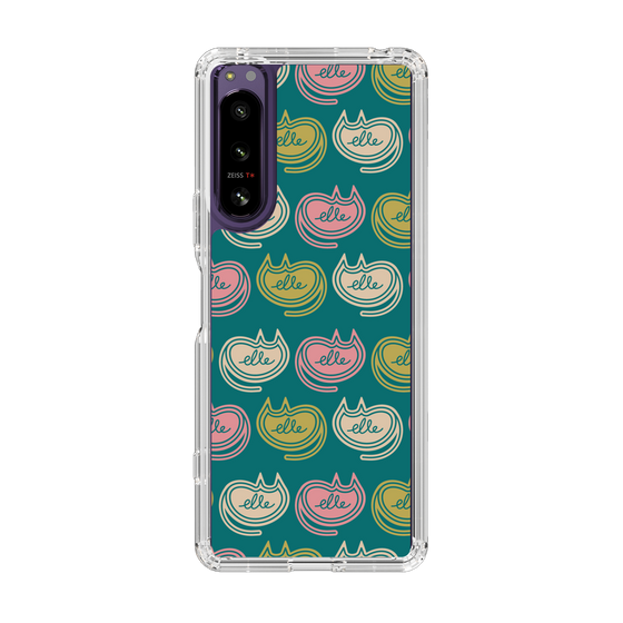 スリムプロテクションケース［ ELLE - Cat Pattern - グリーン ］