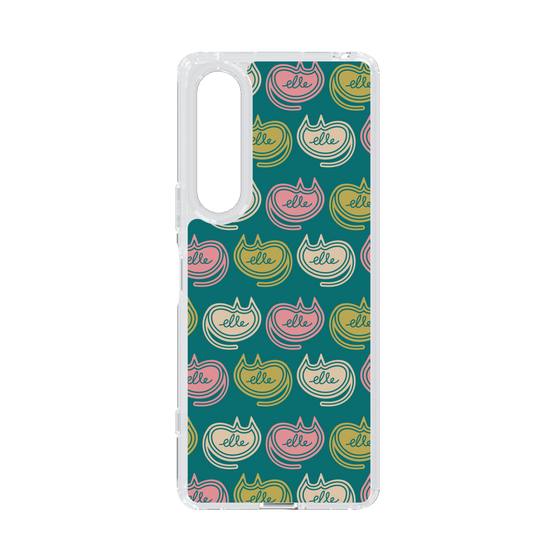スリムプロテクションケース［ ELLE - Cat Pattern - グリーン ］