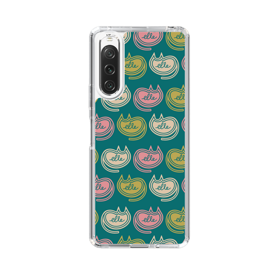 スリムプロテクションケース［ ELLE - Cat Pattern - グリーン ］