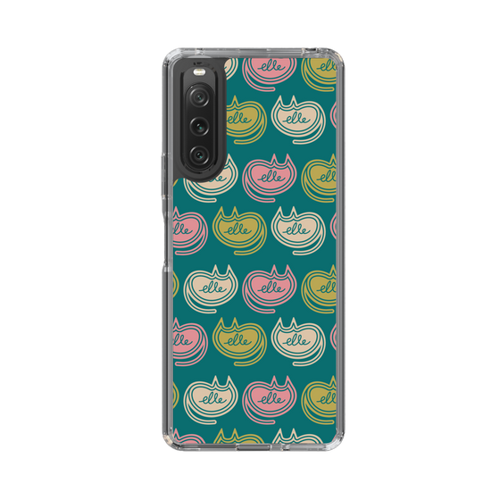 スリムプロテクションケース［ ELLE - Cat Pattern - グリーン ］