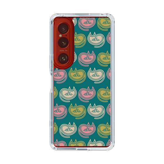 スリムプロテクションケース［ ELLE - Cat Pattern - グリーン ］