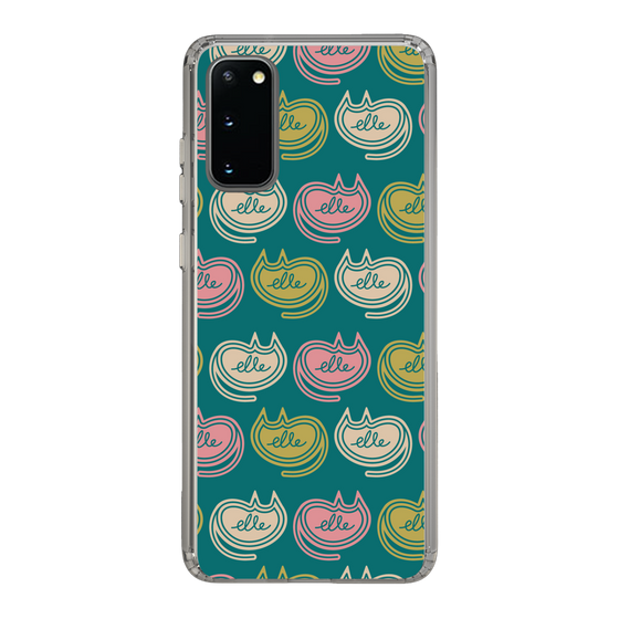 スリムプロテクションケース［ ELLE - Cat Pattern - グリーン ］