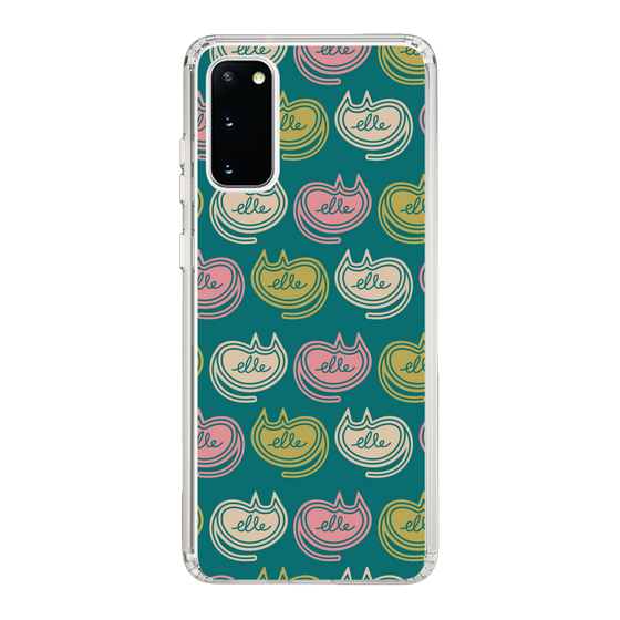 スリムプロテクションケース［ ELLE - Cat Pattern - グリーン ］