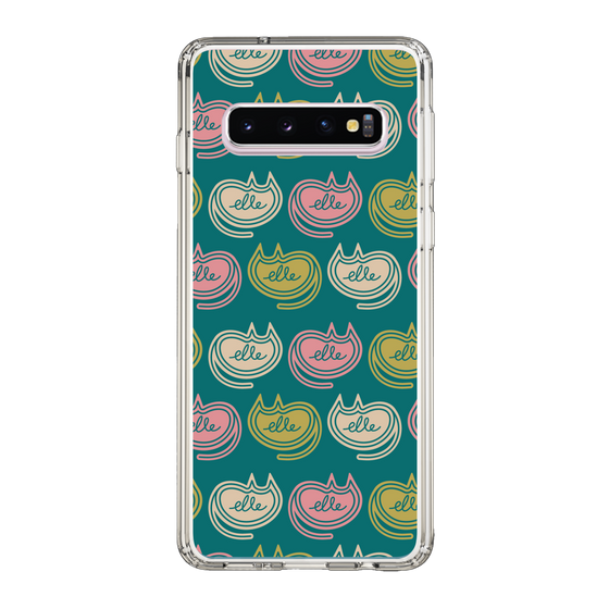 スリムプロテクションケース［ ELLE - Cat Pattern - グリーン ］