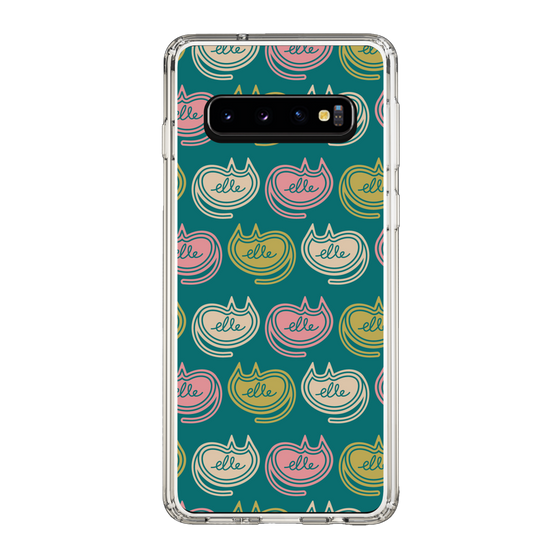 スリムプロテクションケース［ ELLE - Cat Pattern - グリーン ］