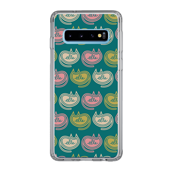 スリムプロテクションケース［ ELLE - Cat Pattern - グリーン ］