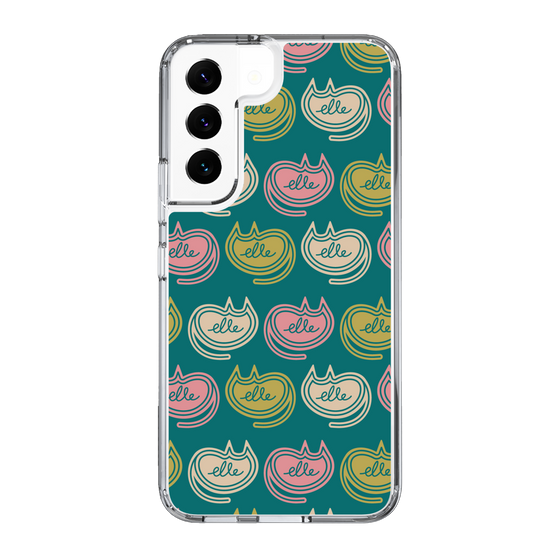 スリムプロテクションケース［ ELLE - Cat Pattern - グリーン ］