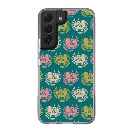 スリムプロテクションケース［ ELLE - Cat Pattern - グリーン ］