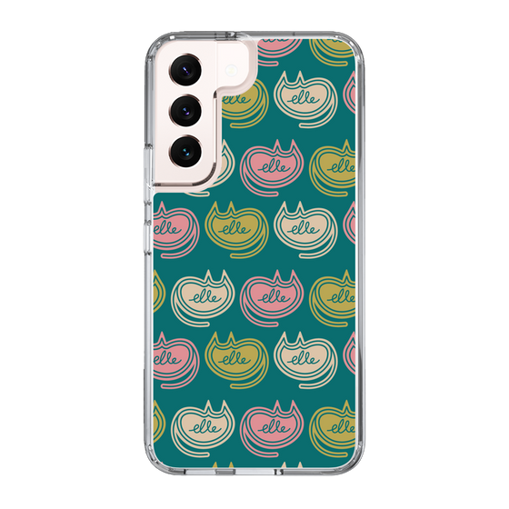 スリムプロテクションケース［ ELLE - Cat Pattern - グリーン ］