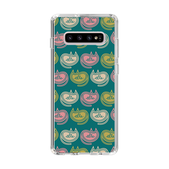 スリムプロテクションケース［ ELLE - Cat Pattern - グリーン ］