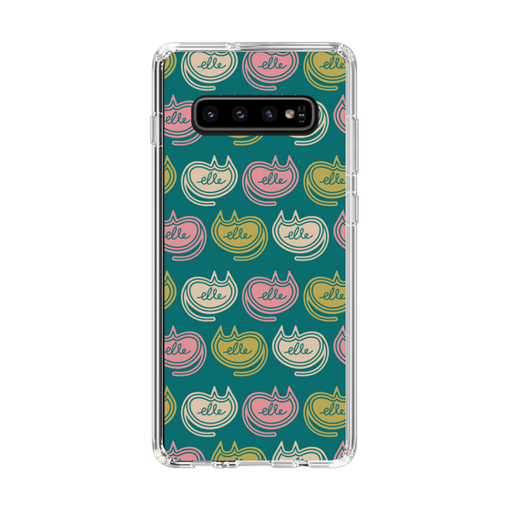 スリムプロテクションケース［ ELLE - Cat Pattern - グリーン ］
