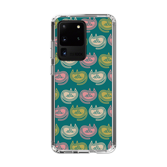スリムプロテクションケース［ ELLE - Cat Pattern - グリーン ］