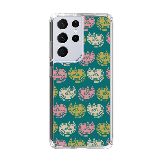 スリムプロテクションケース［ ELLE - Cat Pattern - グリーン ］