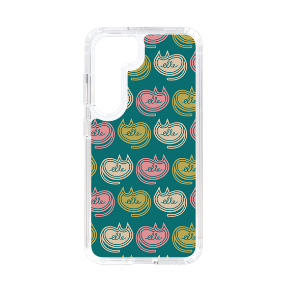 スリムプロテクションケース［ ELLE - Cat Pattern - グリーン ］