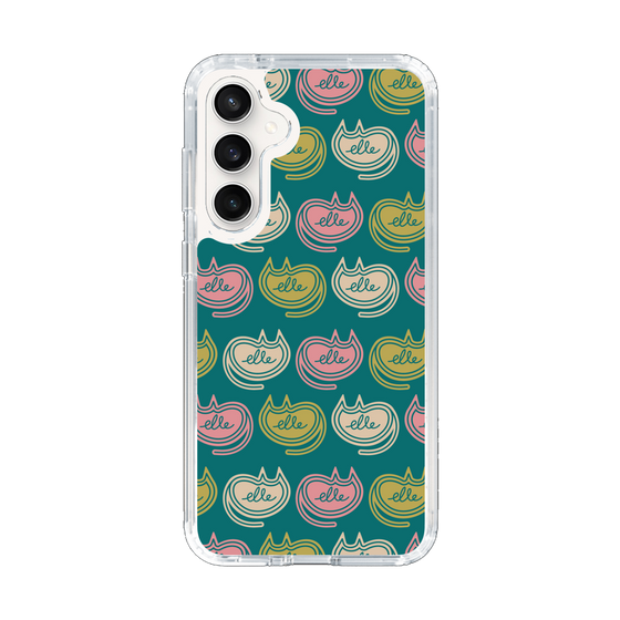 スリムプロテクションケース［ ELLE - Cat Pattern - グリーン ］