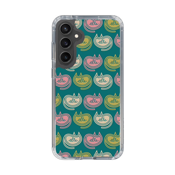 スリムプロテクションケース［ ELLE - Cat Pattern - グリーン ］