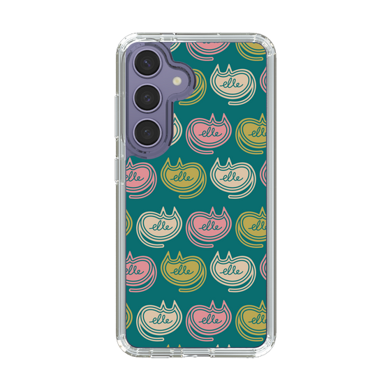スリムプロテクションケース［ ELLE - Cat Pattern - グリーン ］