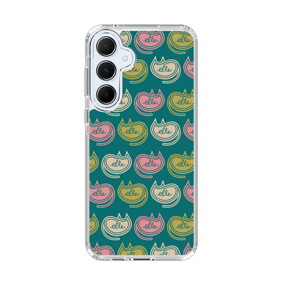 スリムプロテクションケース［ ELLE - Cat Pattern - グリーン ］