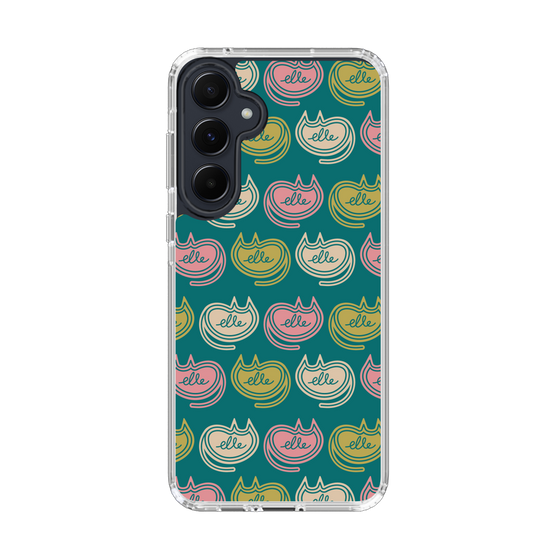 スリムプロテクションケース［ ELLE - Cat Pattern - グリーン ］