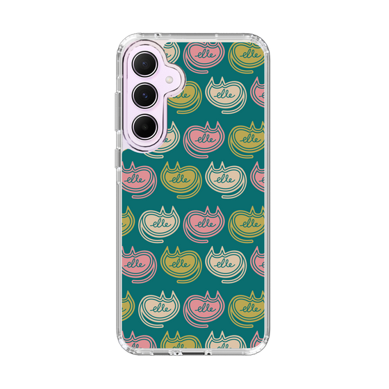 スリムプロテクションケース［ ELLE - Cat Pattern - グリーン ］