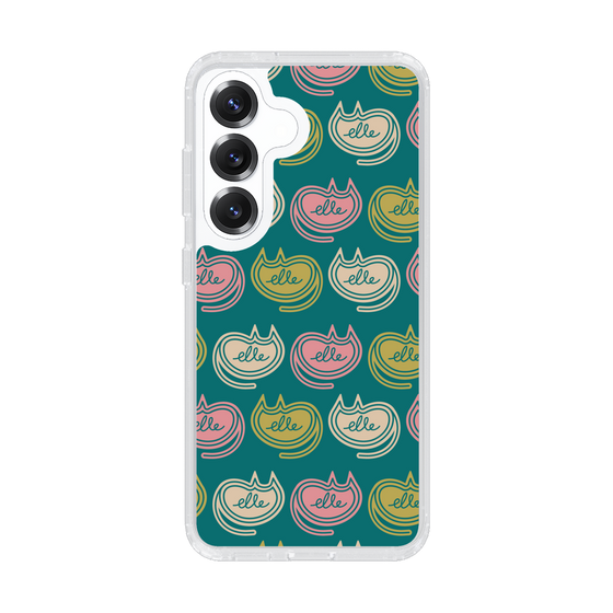 スリムプロテクションケース［ ELLE - Cat Pattern - グリーン ］