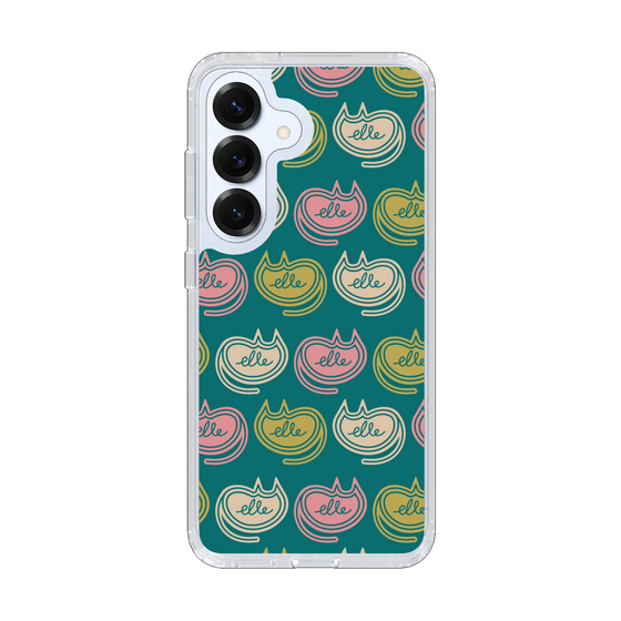 スリムプロテクションケース［ ELLE - Cat Pattern - グリーン ］