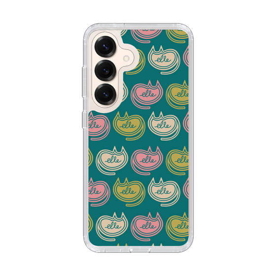スリムプロテクションケース［ ELLE - Cat Pattern - グリーン ］