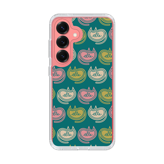 スリムプロテクションケース［ ELLE - Cat Pattern - グリーン ］